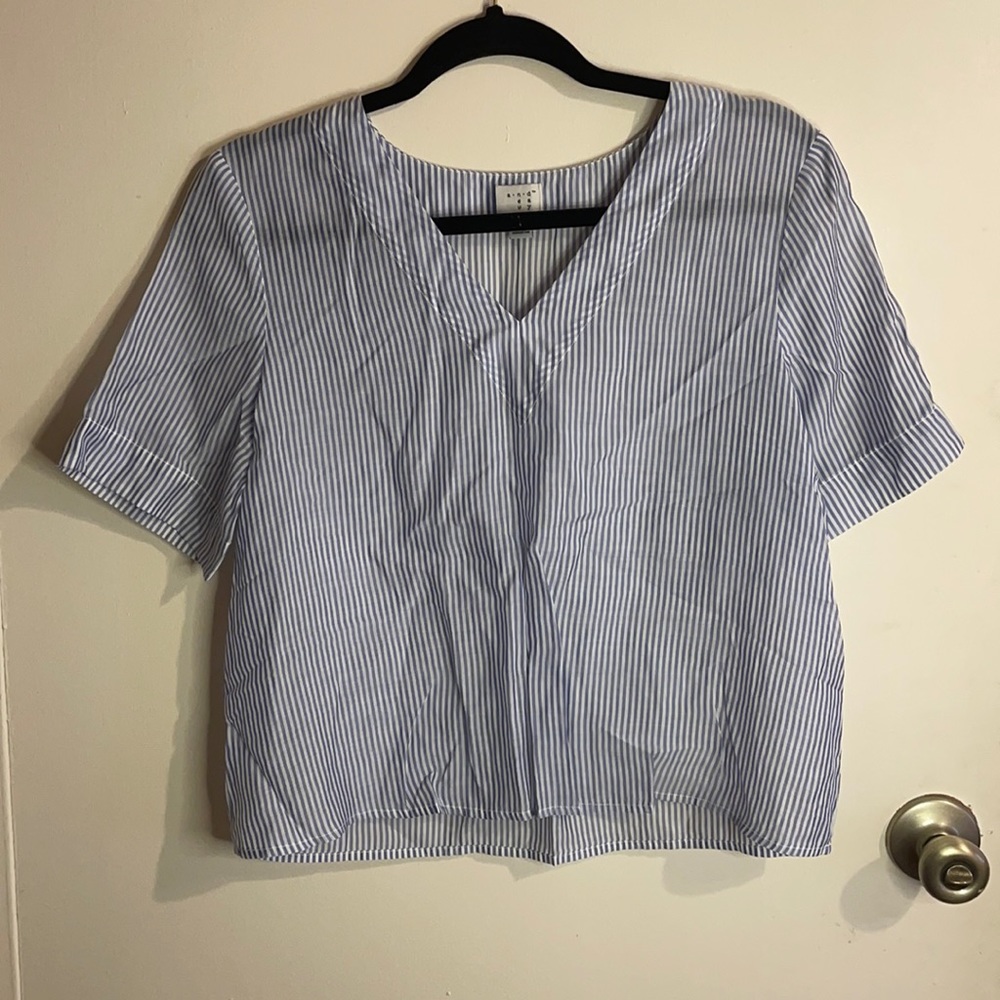 Blue and White Striped Top